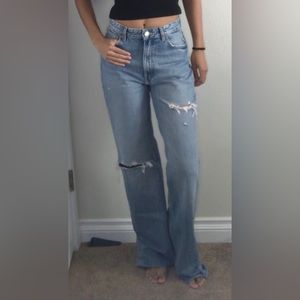 Zara ripped wide leg High Rise Jeans